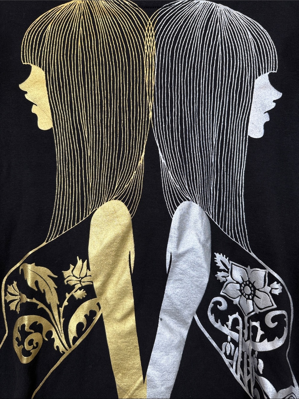✨Rare Vintage Custo Barcelona Y2K Metallic Foil Graphic Top Size 2 EUC EuroTrash